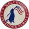 13.75" Welcome Friends & Family Patriotic Dog Metal Wall Sign